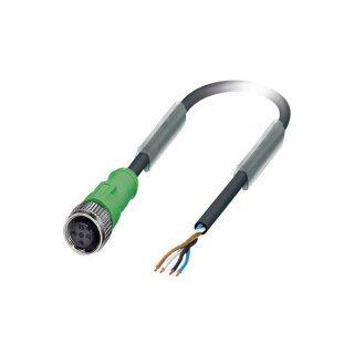 Sensor-Kabel, 15 m, 4-pol. M12-Stecker, A-Codiert