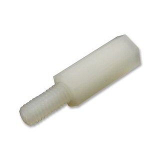 Nylon Gewinde-Sechskant Abstandshalter, 6mm x 10mm, Gewinde M3, 0,45